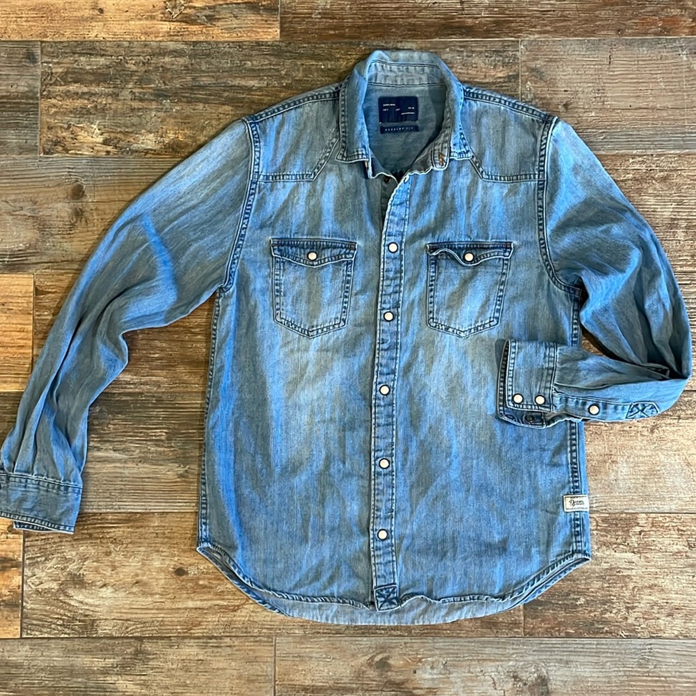 Zara Denim Button Up Shirt Size Small